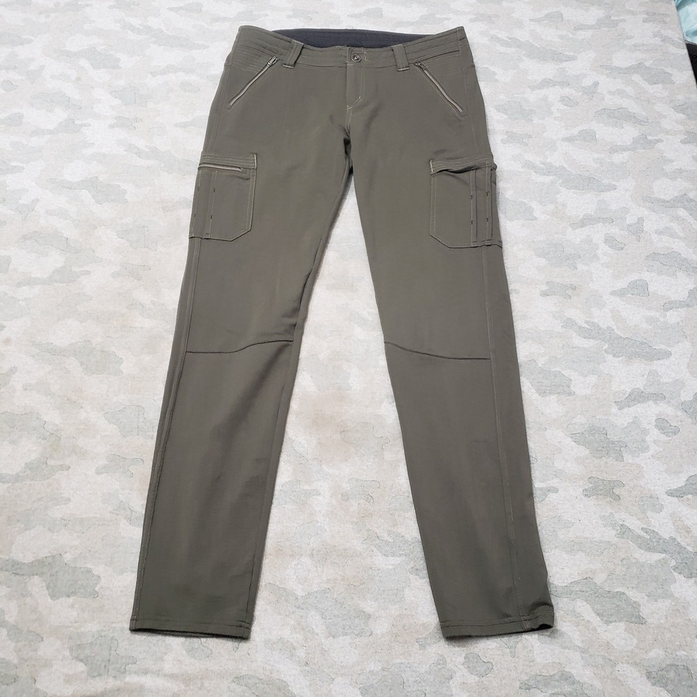 KUHL Cargo Pants Womens 10 Reg Green Hiking Outdoor Straight Leg Stretch Pockets